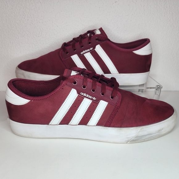 ADIDAS Seeley Skate Men Shoes Sneakers Scarlet Dark Red White 3 Stripes Sz 11.5 - Picture 1 of 9